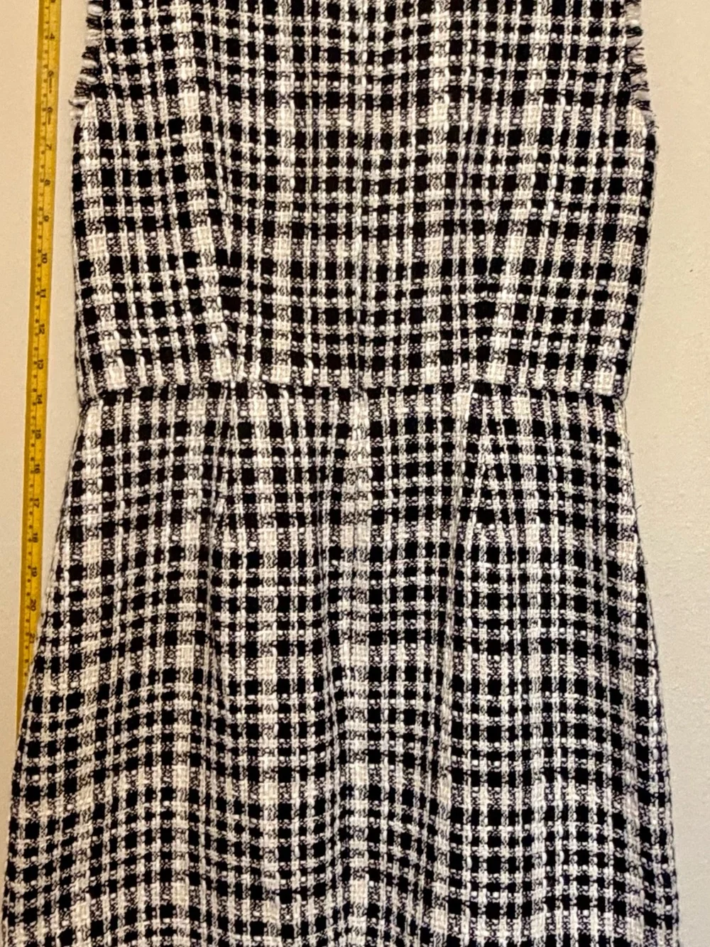 Ann Taylor Black & White Tweed Sheath Dress Fringe Trim Size 8